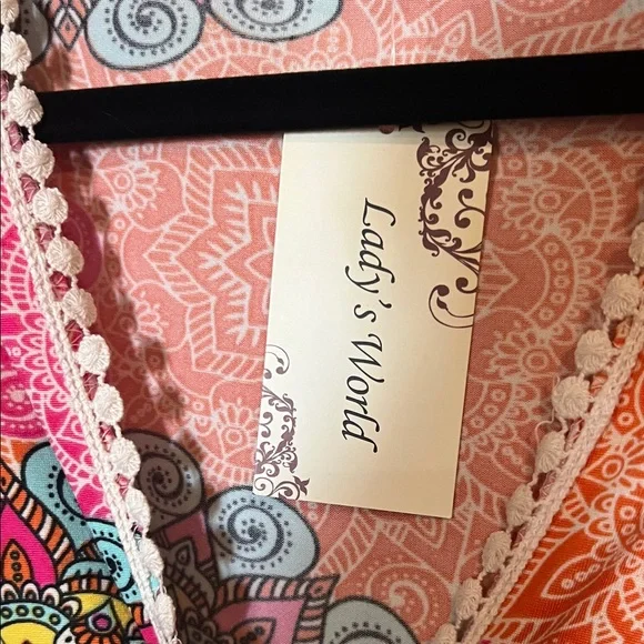 Vibrant Multicolor Mandala Kimono Top - Picture 2 of 10